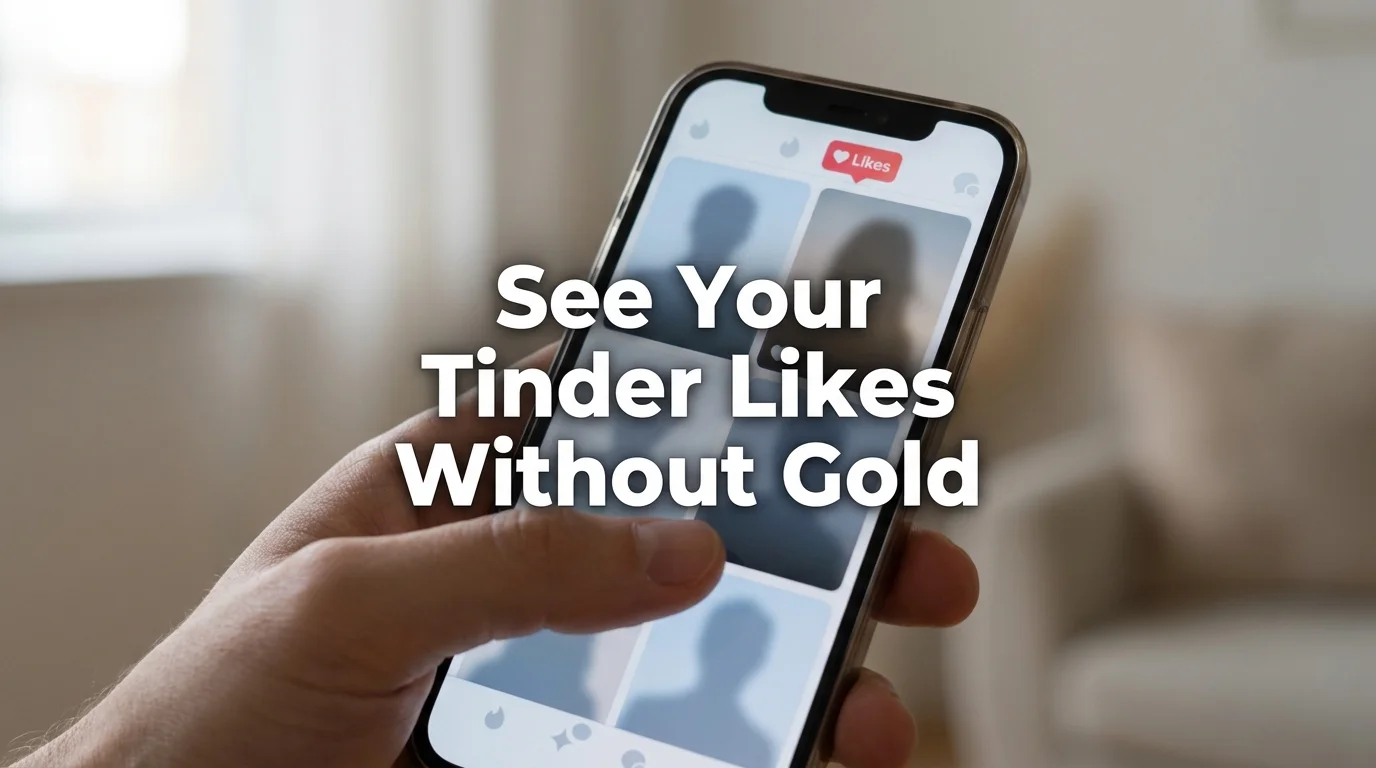See Tinder likes without gold shown on a blurred Tinder Likes grid screen