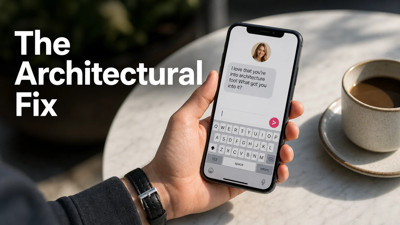 SLIDD AI keyboard open inside a dating app chat on an iPhone, with her message above and the keyboard below