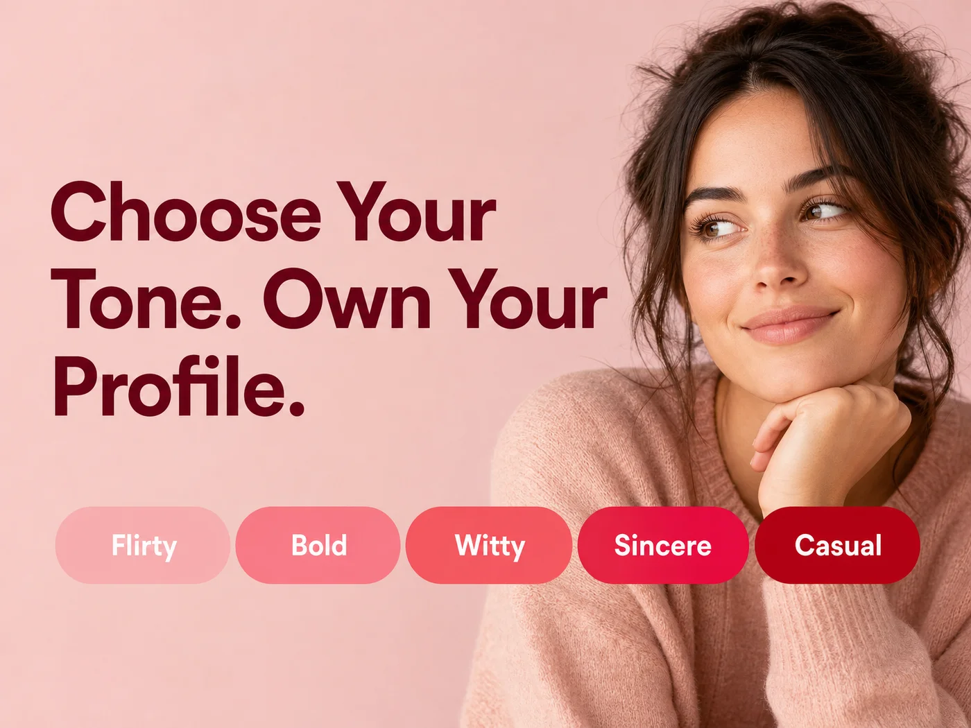 SLIDD AI keyboard tone options Flirty, Bold, Witty, Sincere and Casual shown as five buttons